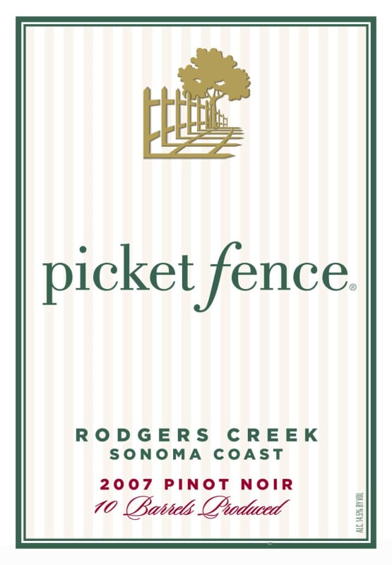 Picket Fence Rodgers Creek Pinot Noir 2007 Front Label