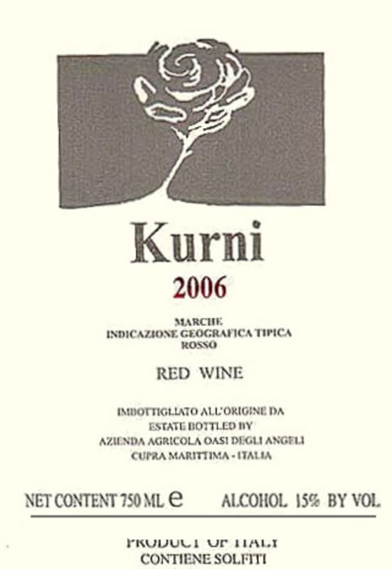 Oasi degli Angeli Marche Kurni Rosso 2006 Front Label