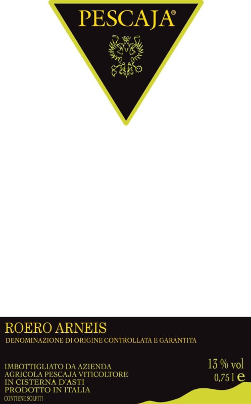 Azienda Agricola Pescaja Roero Arneis 2014 Front Label