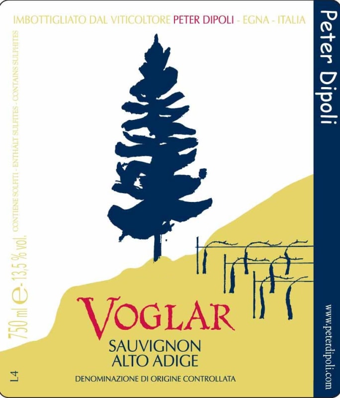 Peter Dipoli Voglar Sauvignon Blanc 2012 Front Label