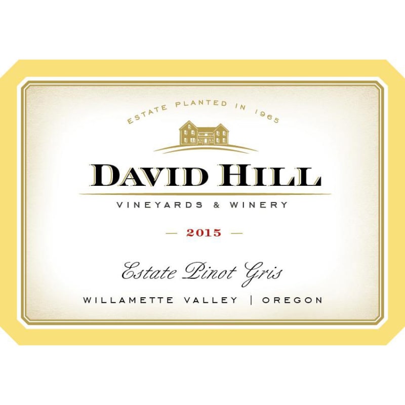 David Hill Winery Estate Pinot Gris 2015 Front Label