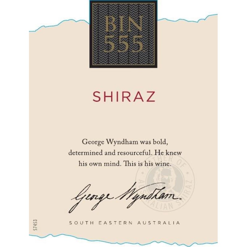 Wyndham Bin 555 Shiraz 2015 Front Label