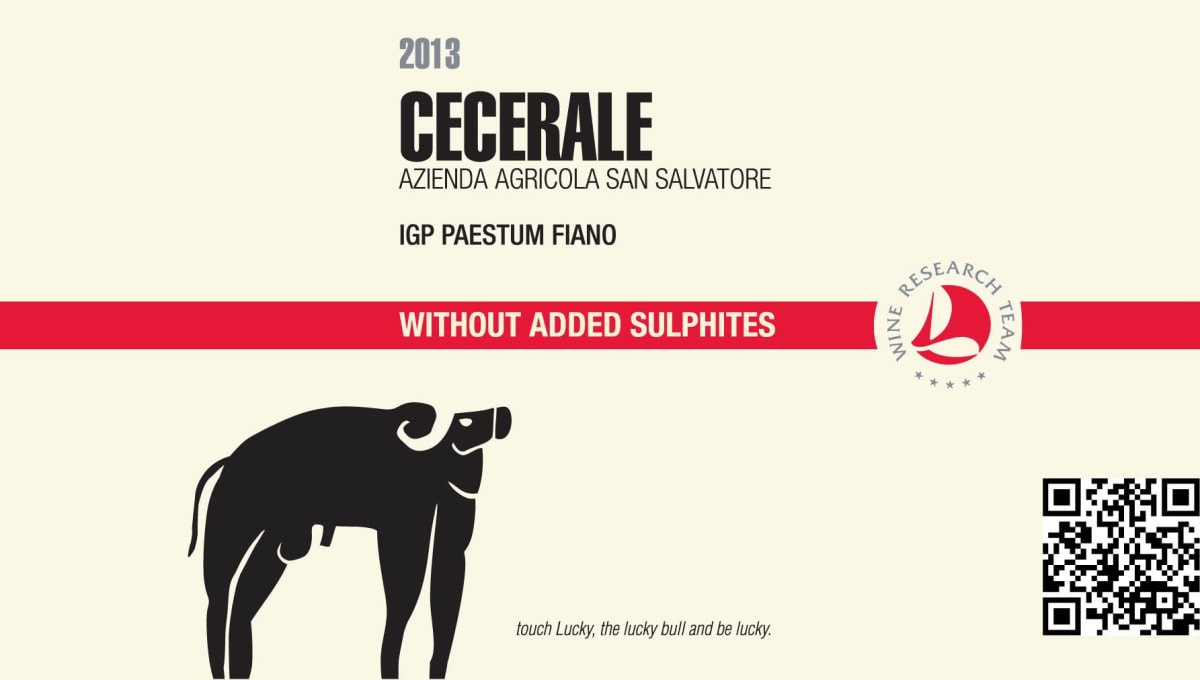 San Salvatore Paestum Cecerale Fiano 2013 Front Label