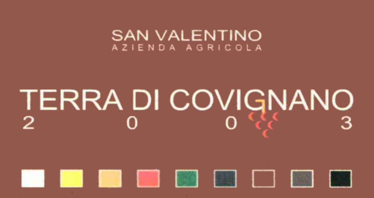 San Valentino San Valentino Terra di Covignano Sangiovese di Superiore Riserva 2003 Front Label