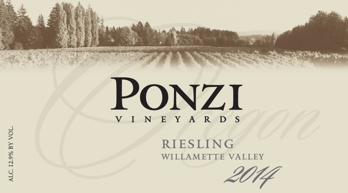 Ponzi Riesling 2014 Front Label