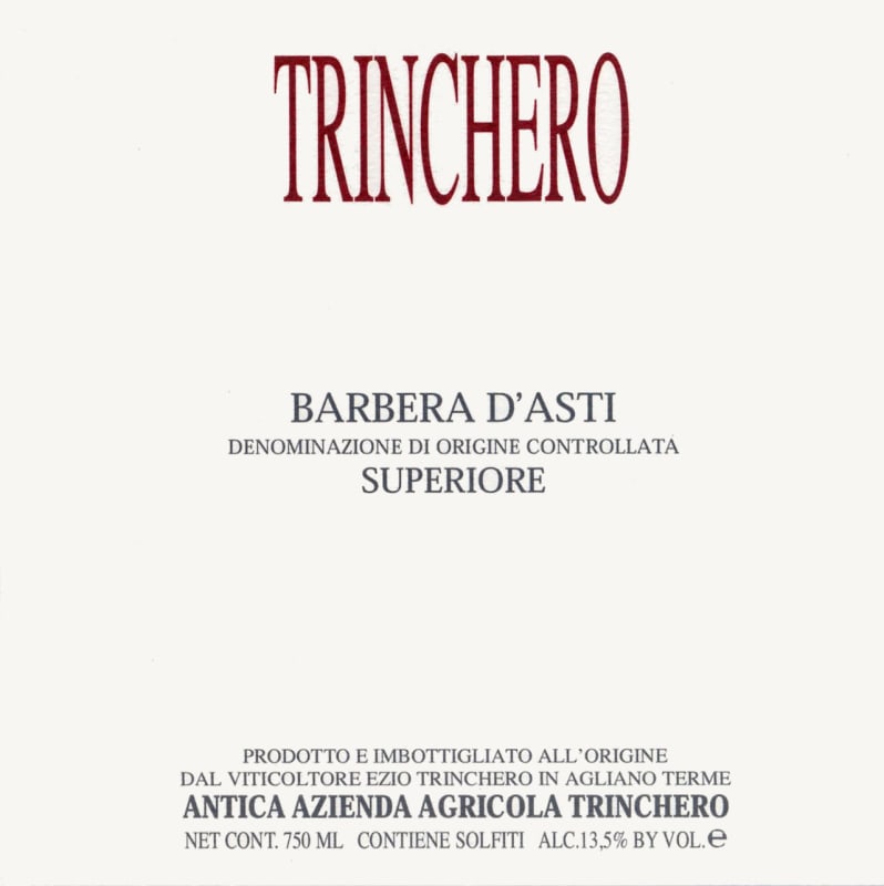 Azienda Agricola Trinchero Barbera d'Asti Superiore 2010 Front Label