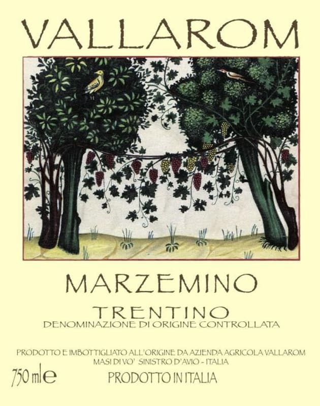 Azienda Agricola Vallarom Trentino Marzemino 2015 Front Label