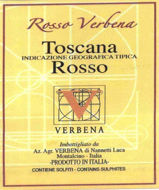 Verbena Toscana Rosso 2015 Front Label