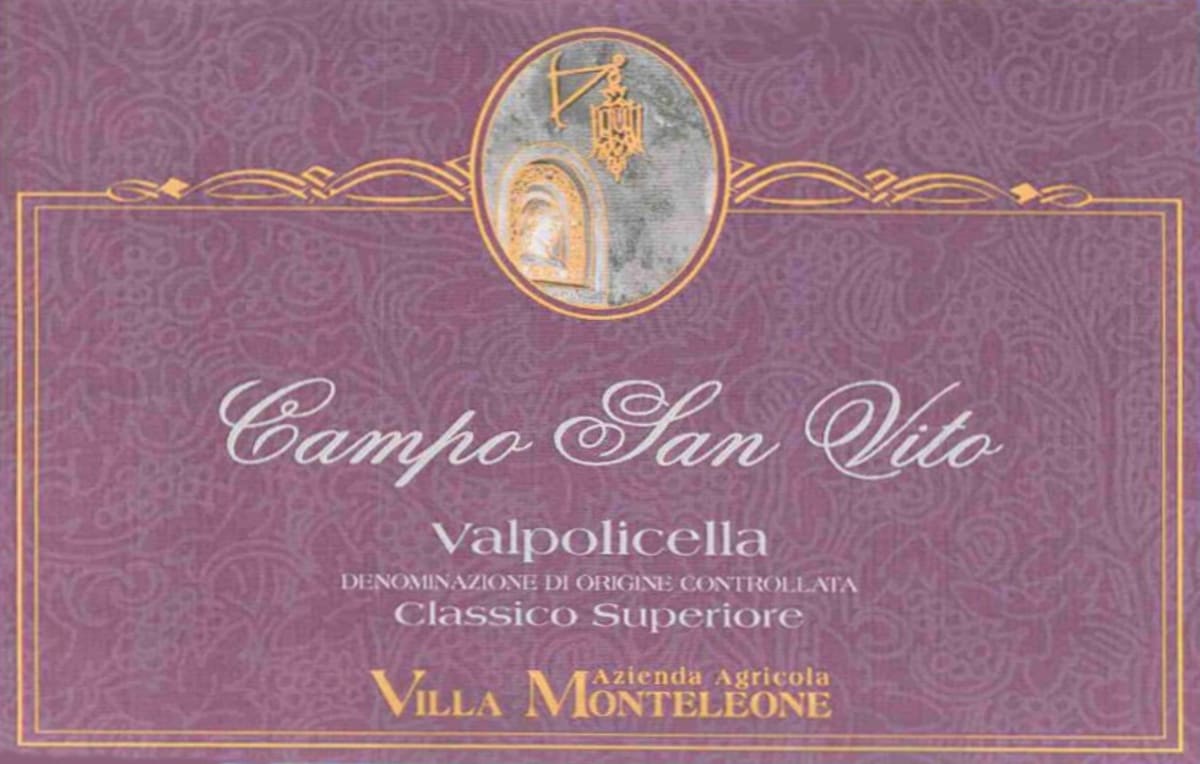 Monteleone Valpolicella Classico Superiore Campo San Vito 2010 Front Label