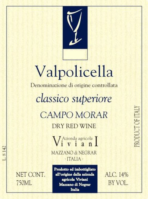 Azienda Agricola Viviani Valpolicella Classico Superiore Campo Morar 2012 Front Label
