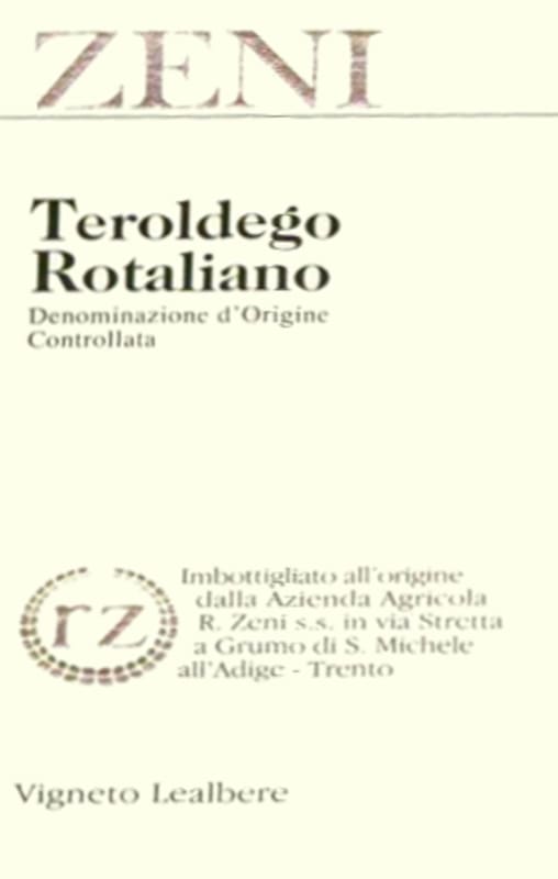 Zeni Teroldego Rotaliano 2001 Front Label