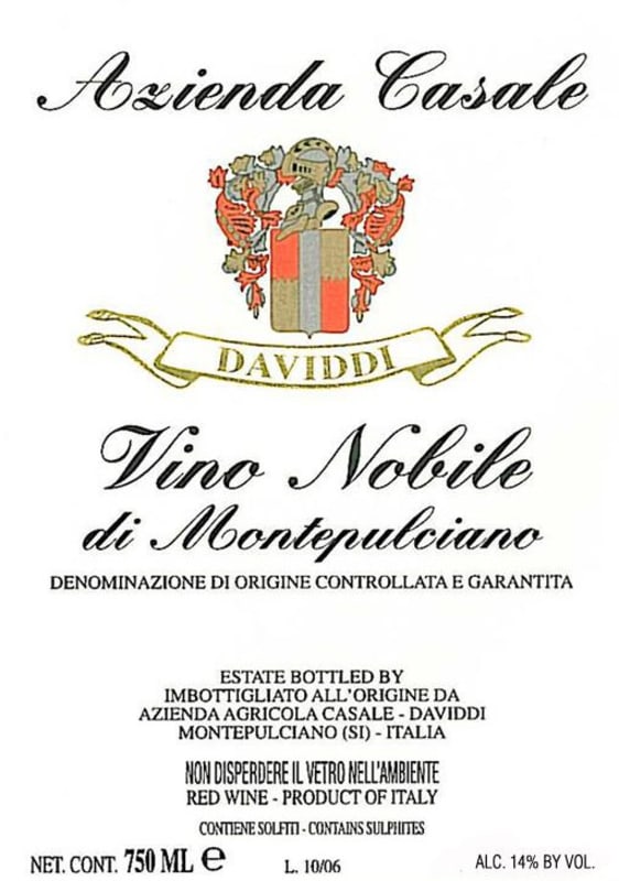 Azienda Casale Daviddi Vino Nobile di Montepulciano 2005 Front Label