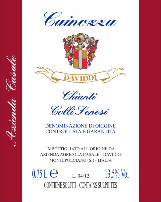 Azienda Casale Daviddi Chianti Colli Senesi Cainozza 2011 Front Label