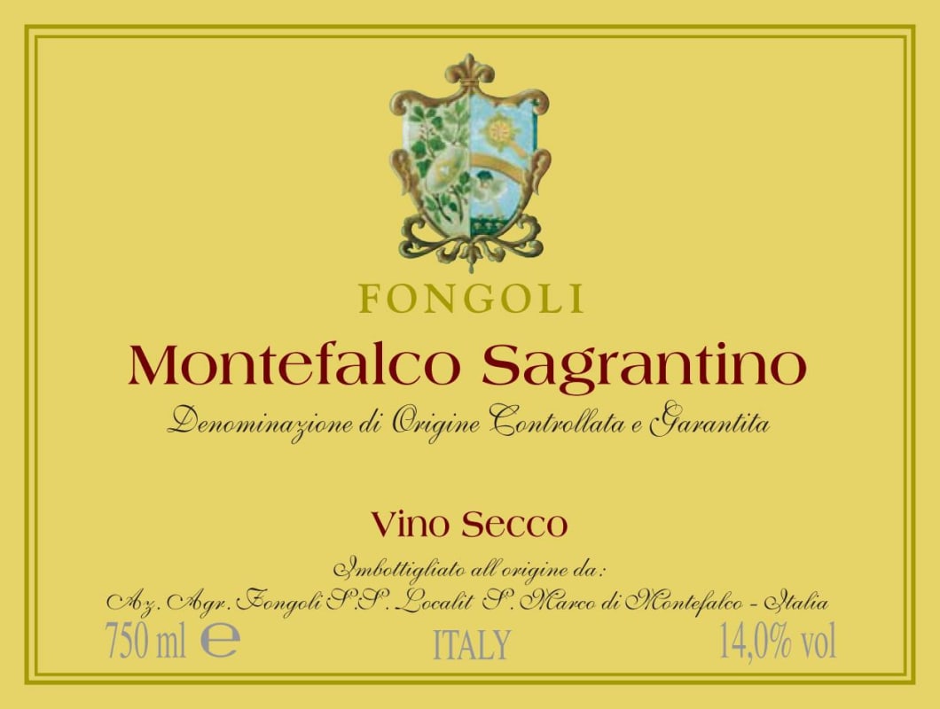 Fongoli Montefalco Sagrantino 2009 Front Label