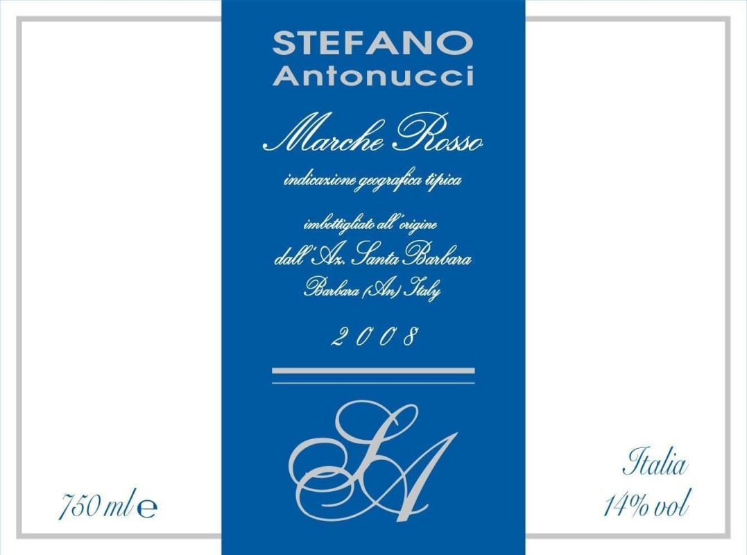 Azienda Santa Barbara Marche Stefano Antonucci Rosso 2008 Front Label