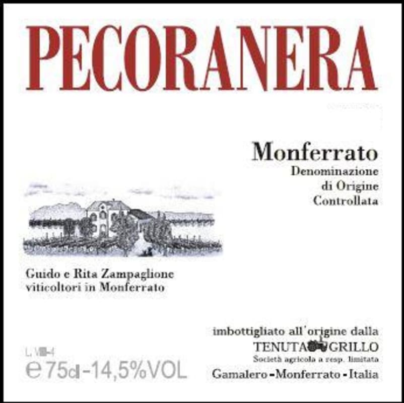 Azienda Tenuta Grillo Monferrato Pecoranera Rosso 2004 Front Label