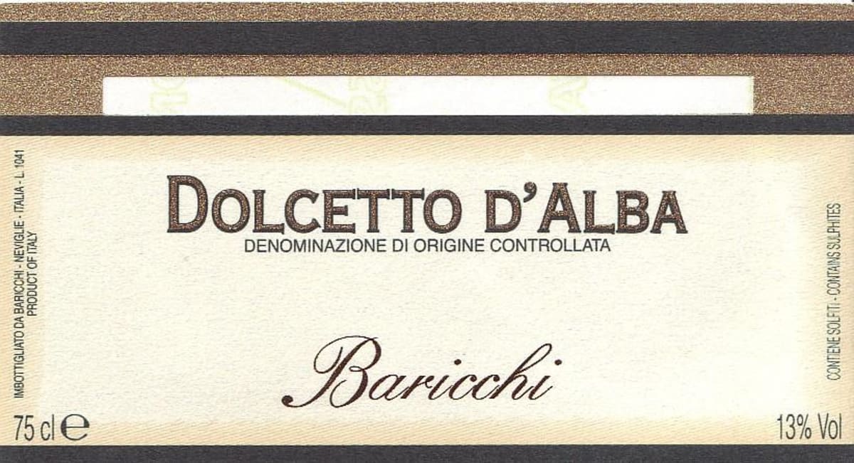 Cascina Baricchi Dolcetto d'Alba 2013 Front Label