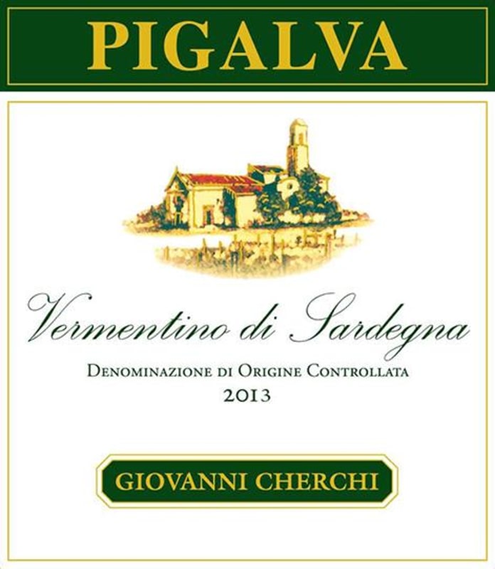 Azienda Vinicola Cherchi S.r.l. Vermentino di Sardegna Pigalva 2013 Front Label
