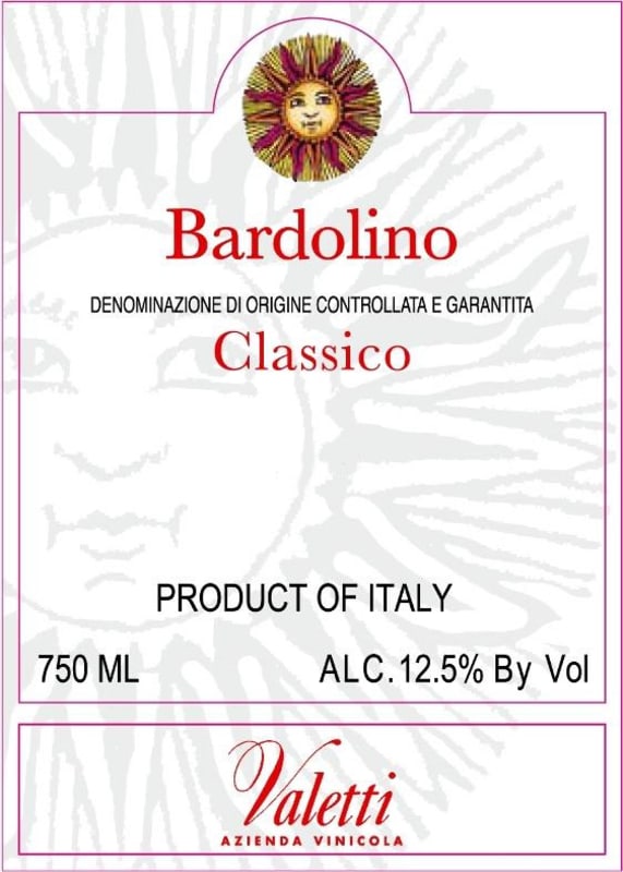 Azienda Vinicola Luigi Valetti Bardolino Classico 2014 Front Label