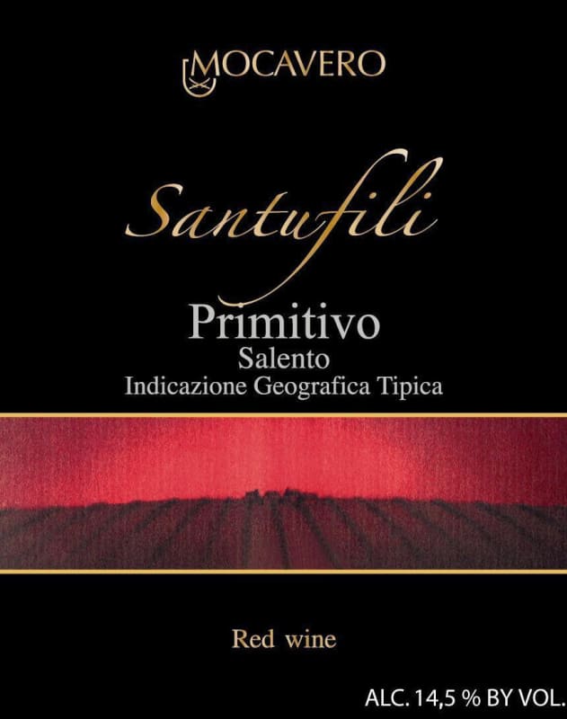 Mocavero Santufili Salento Primitivo 2008 Front Label