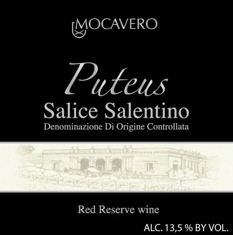 Mocavero Salice Salentino Puteus Riserva 2010 Front Label