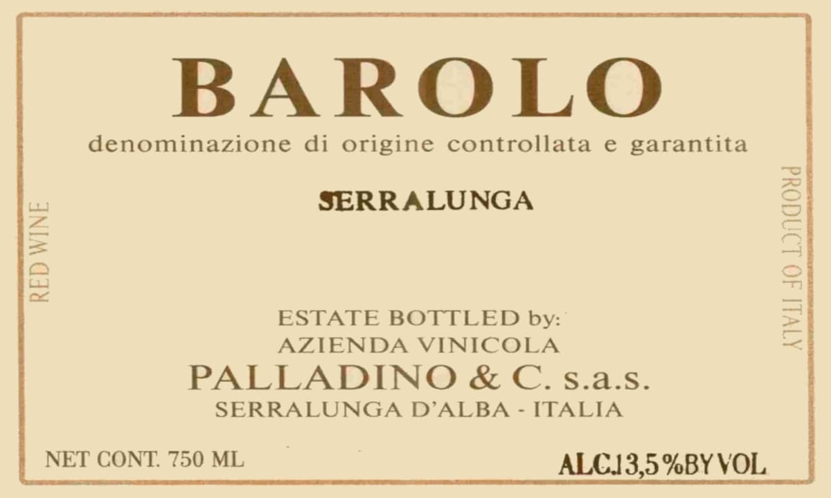 Palladino Serralunga 2000 Front Label