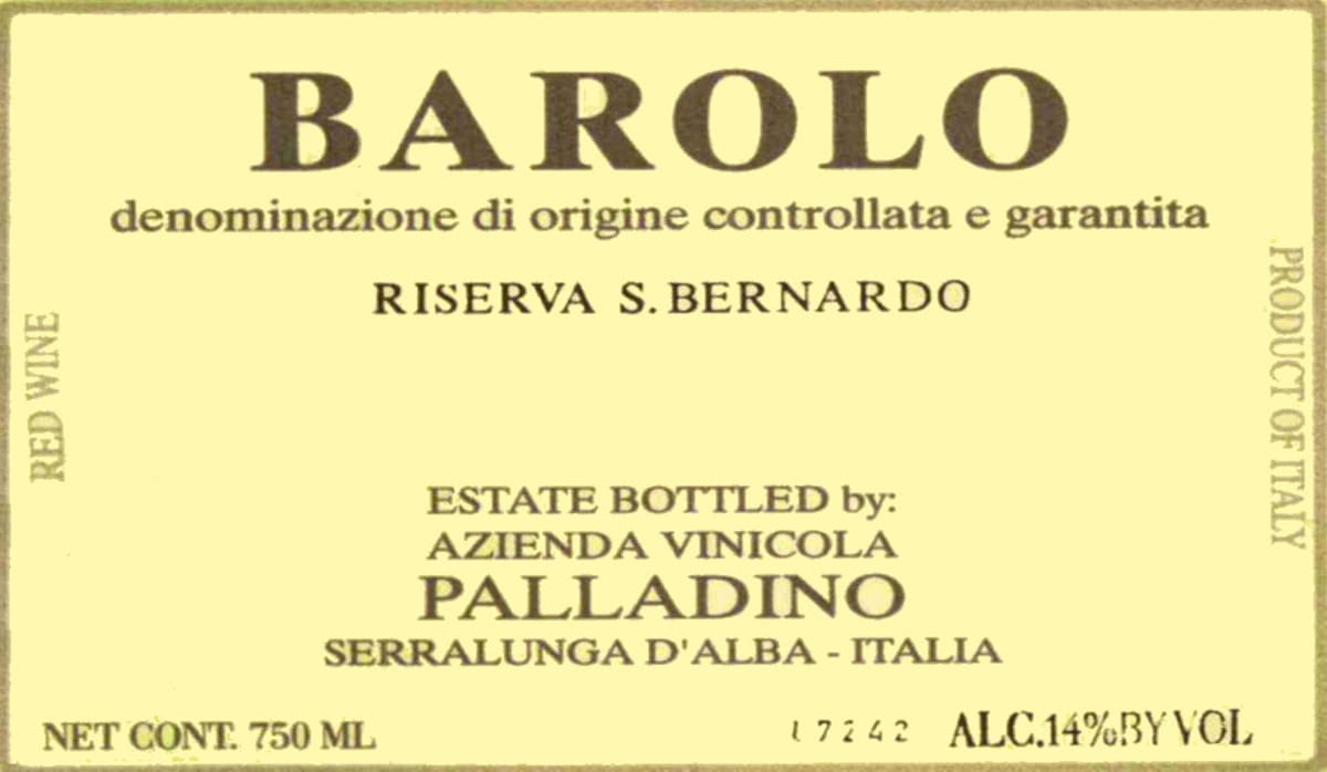 Palladino Riserva S.Bernardo 2005 Front Label