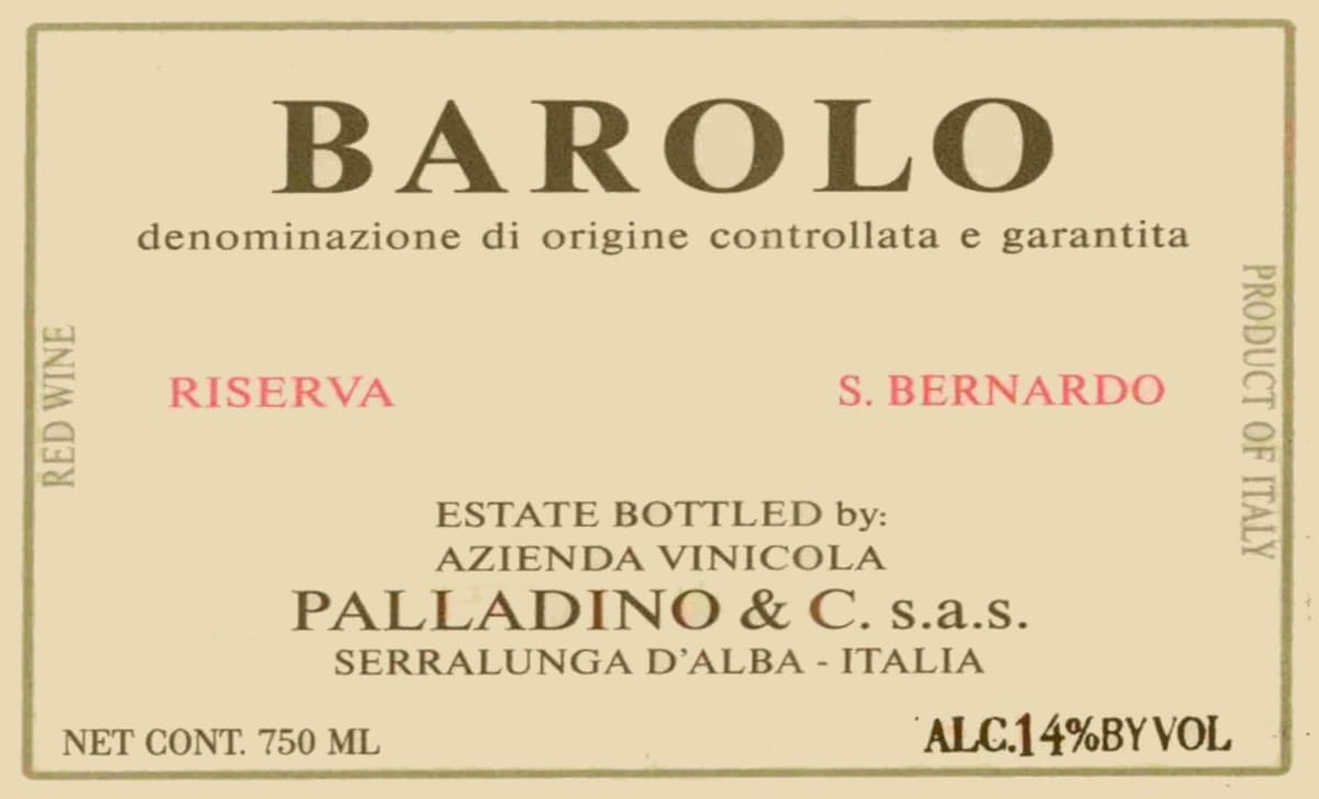 Palladino Riserva S.Bernardo 2000 Front Label
