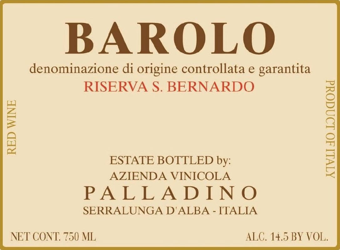 Palladino Riserva S.Bernardo 2010 Front Label