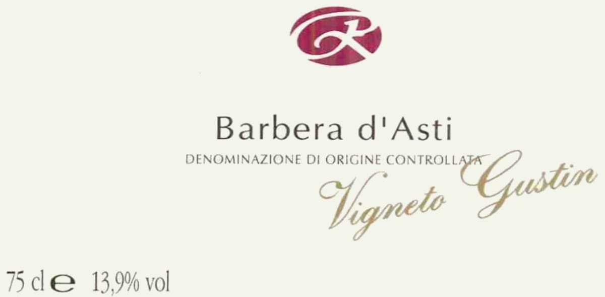 Azienda Vinicola Rovero Barbera d'Asti Vigneto Gustin 2001 Front Label