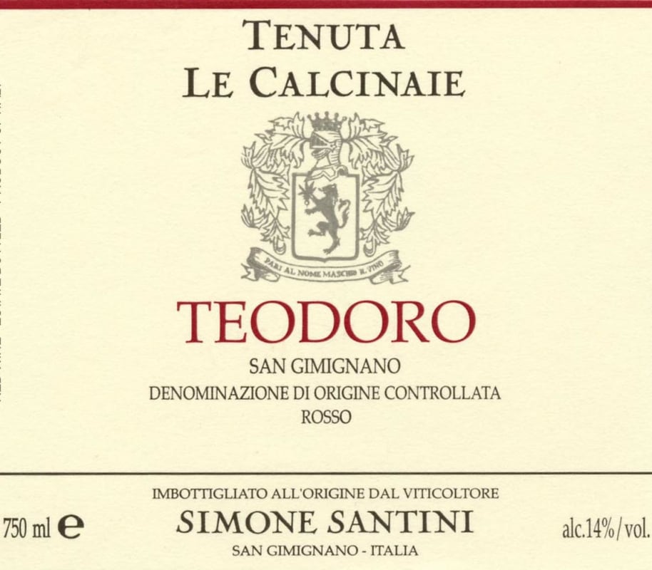 Le Calcinaie Toscano Teodoro Rosso 2008 Front Label