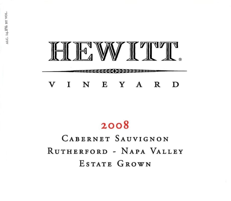 Provenance Vineyards Hewitt Vineyard Cabernet Sauvignon 2008 Front Label