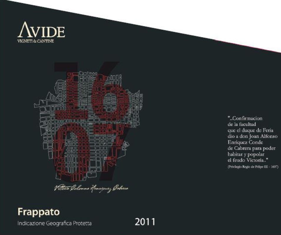 Azienda Vitivinicola Avide Sicilia 1607 Frappato 2011 Front Label