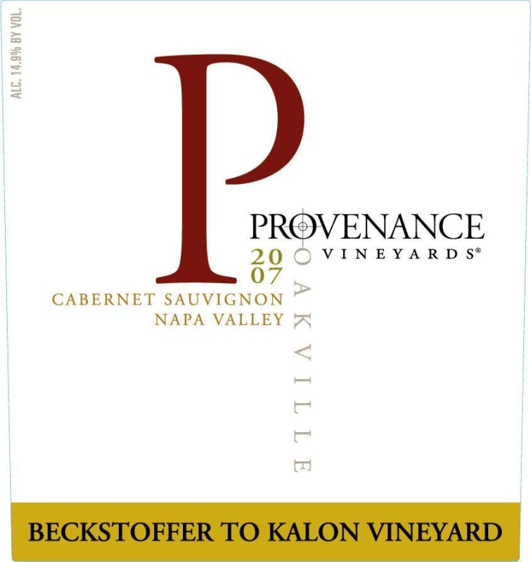 Provenance Vineyards Beckstoffer To Kalon Cabernet Sauvignon 2007 Front Label