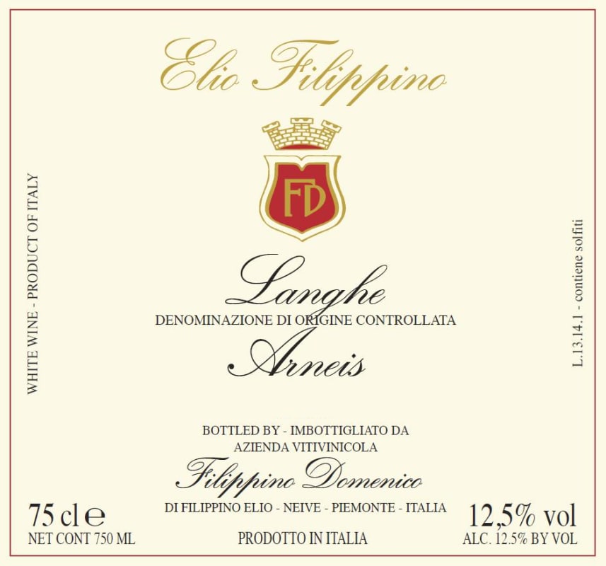Azienda Vitivinicola Domenico Filippino Langhe Arneis 2014 Front Label