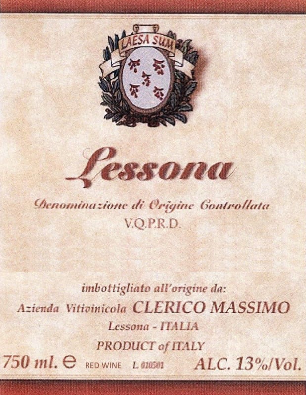 Massimo Clerico Lessona 2006 Front Label