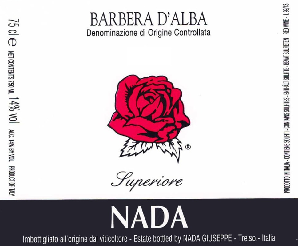 Nada Giuseppe Barbera d'Alba Superiore 2014 Front Label