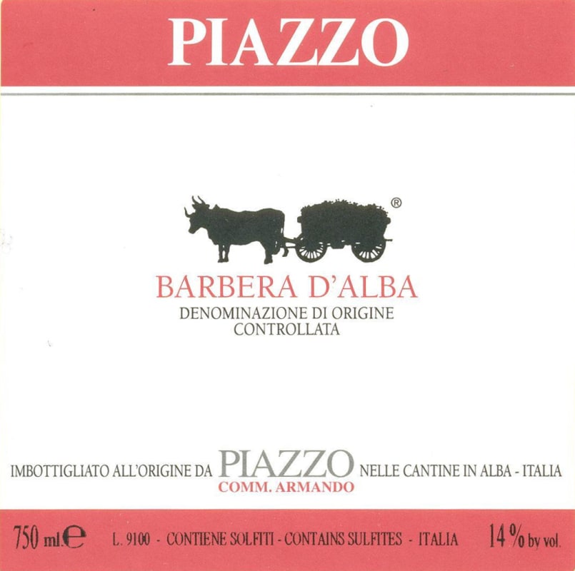 Piazzo Comm. Armando Barbera d'Alba 2013 Front Label