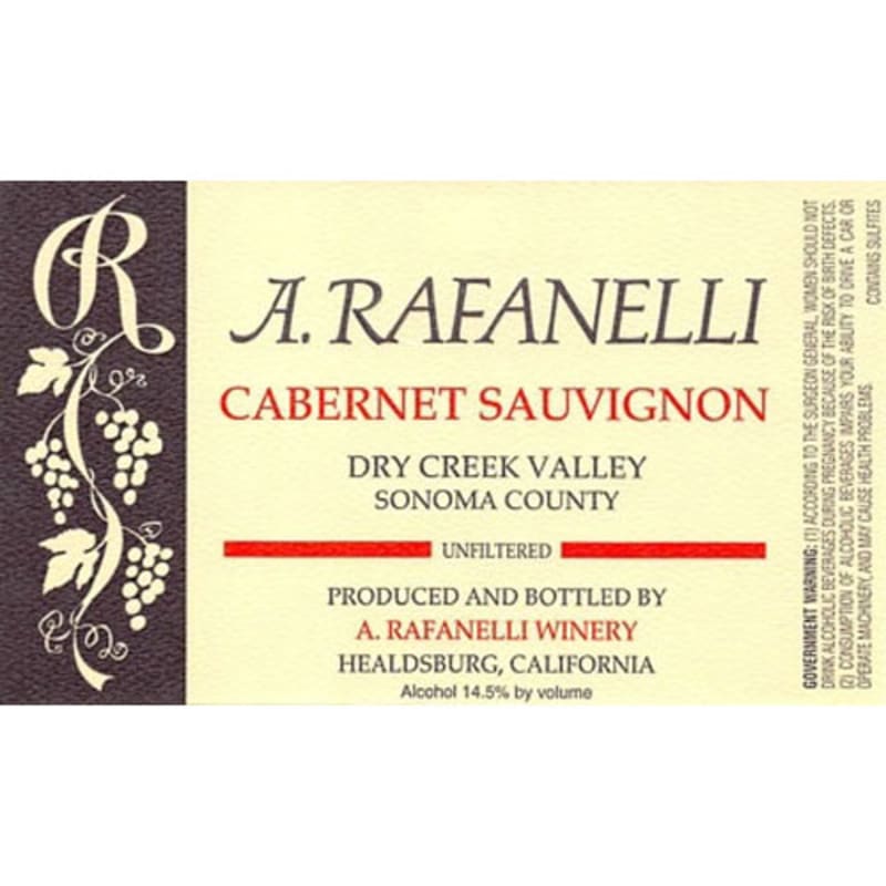 A. Rafanelli Cabernet Sauvignon 1998 Front Label