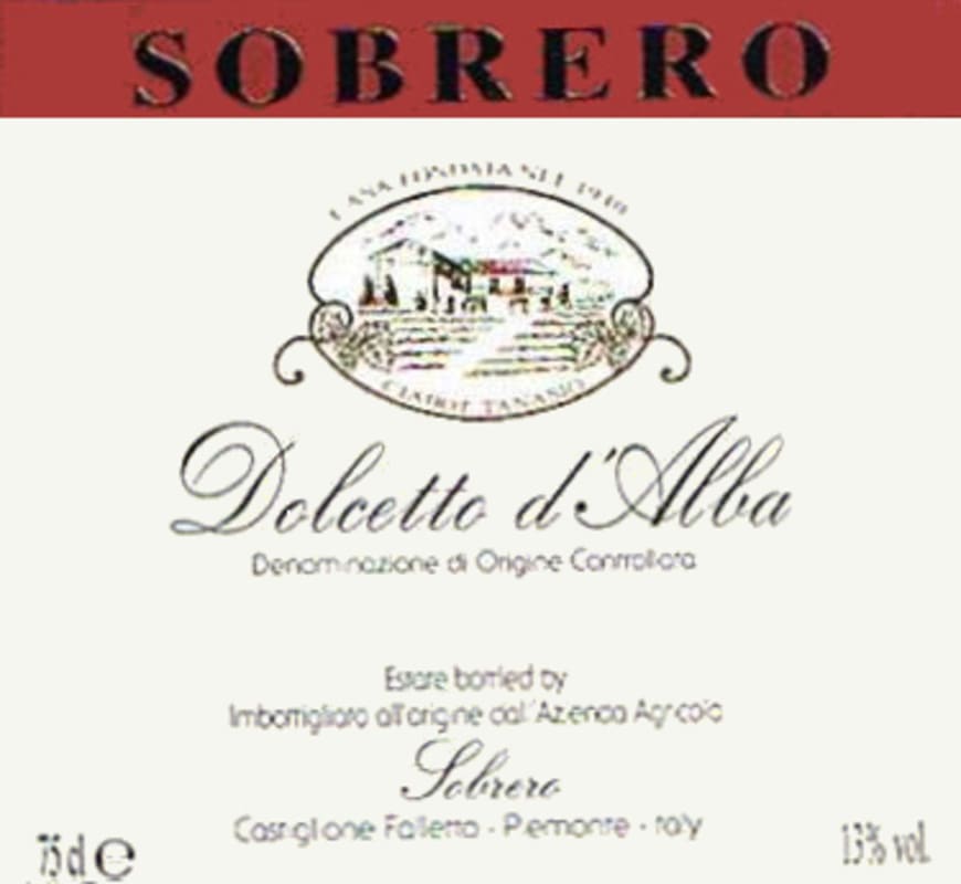 Sobrero Dolcetto d'Alba 2013 Front Label