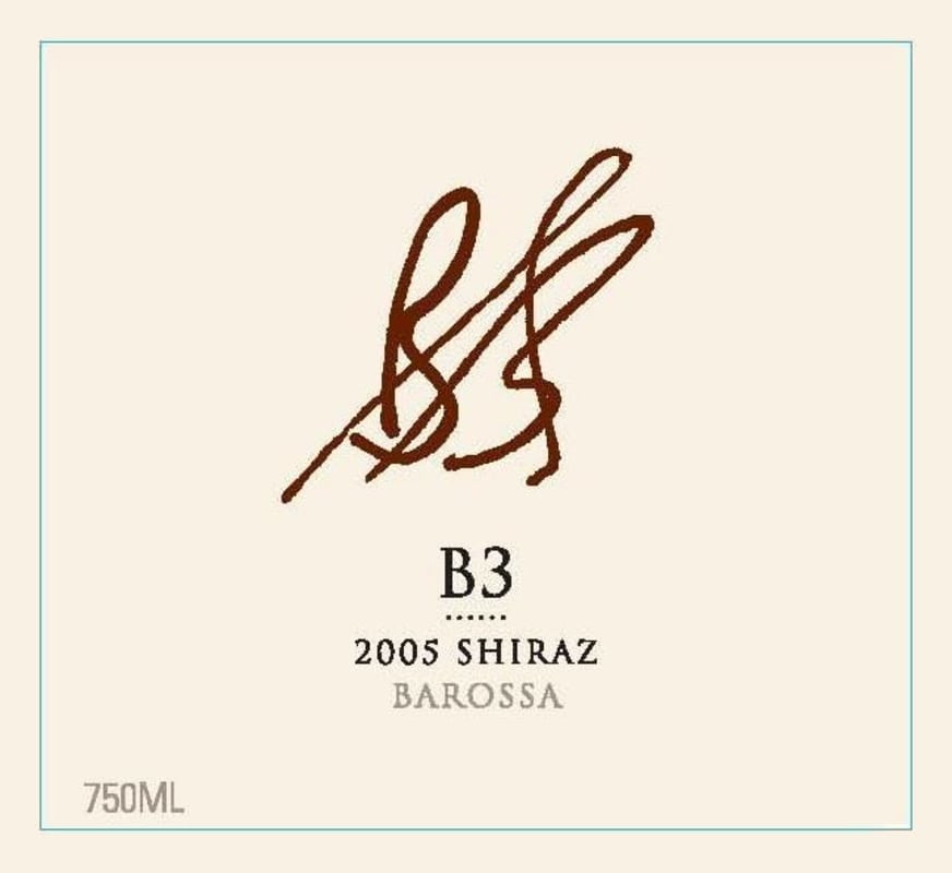 B3 Wines Shiraz 2005 Front Label