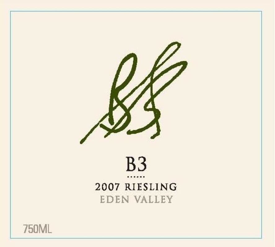 B3 Wines Eden Valley Riesling 2007 Front Label