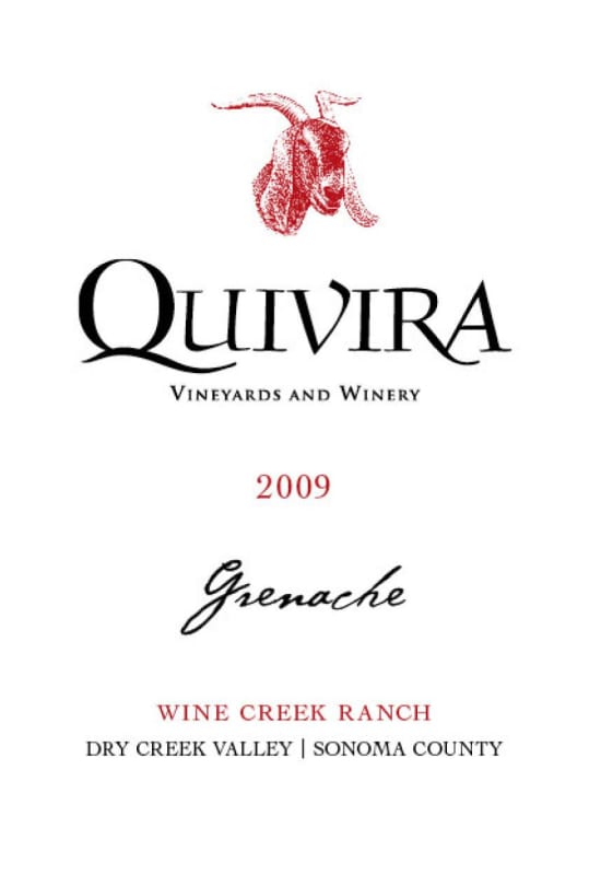 Quivira Wine Creek Ranch Grenache 2009 Front Label