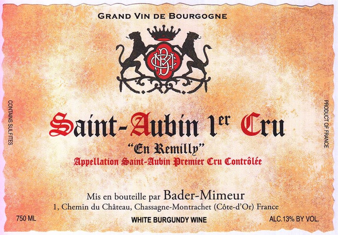 Bader-Mimeur Saint-Aubin En Remilly Premier Cru 2013 Front Label