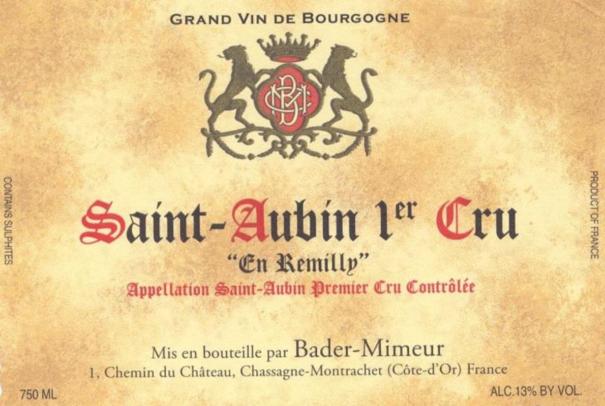 Bader-Mimeur Saint-Aubin En Remilly Premier Cru 2011 Front Label