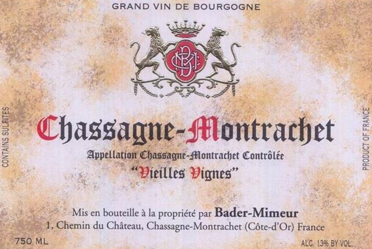 Bader-Mimeur Chassagne-Montrachet Vieilles Vignes 2014 Front Label