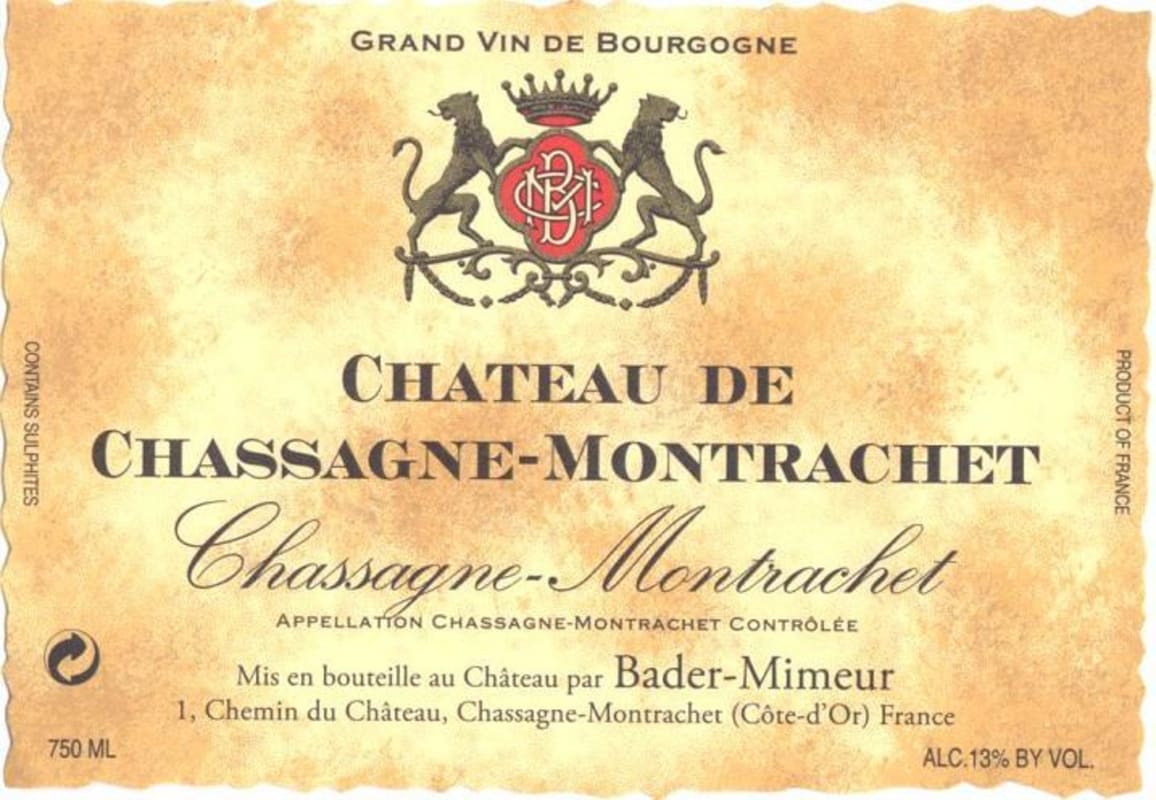 Bader-Mimeur Chateau de Chassagne-Montrachet Rouge 2010 Front Label