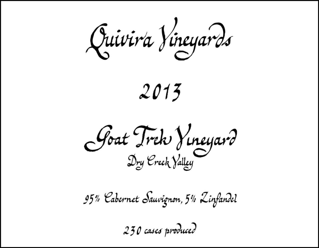 Quivira Goat Trek Vineyard Cabernet Sauvignon 2013 Front Label