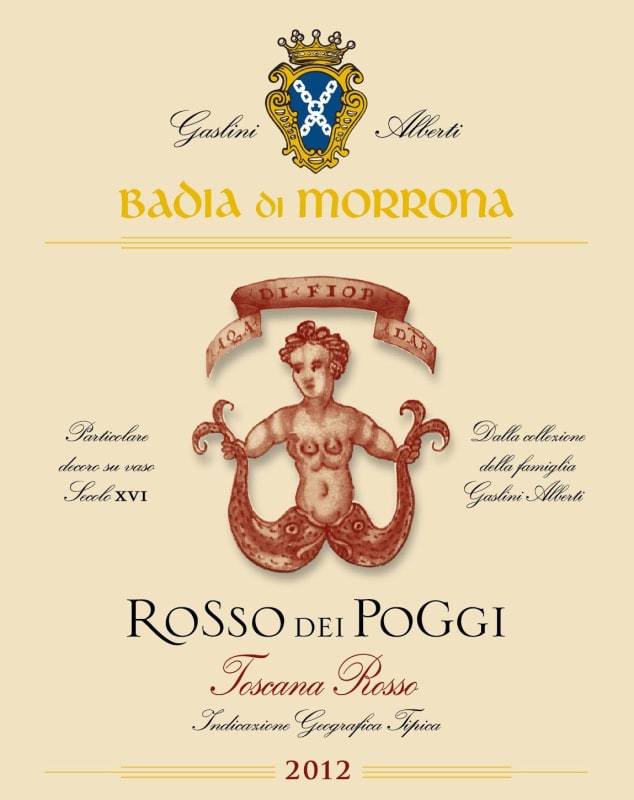 Badia di Morrona Toscanam Rosso dei Poggi 2012 Front Label