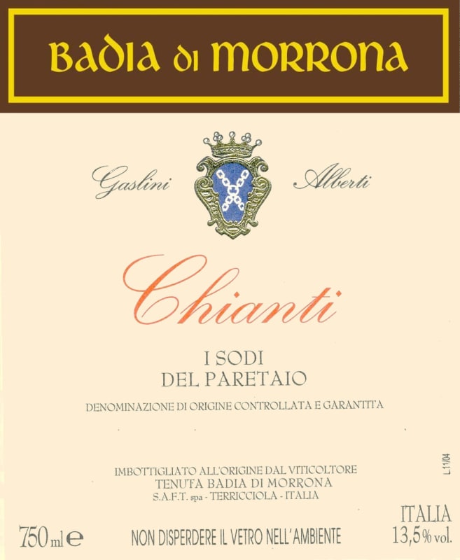 Badia di Morrona Chianti I Sodi del Paretaio 2009 Front Label